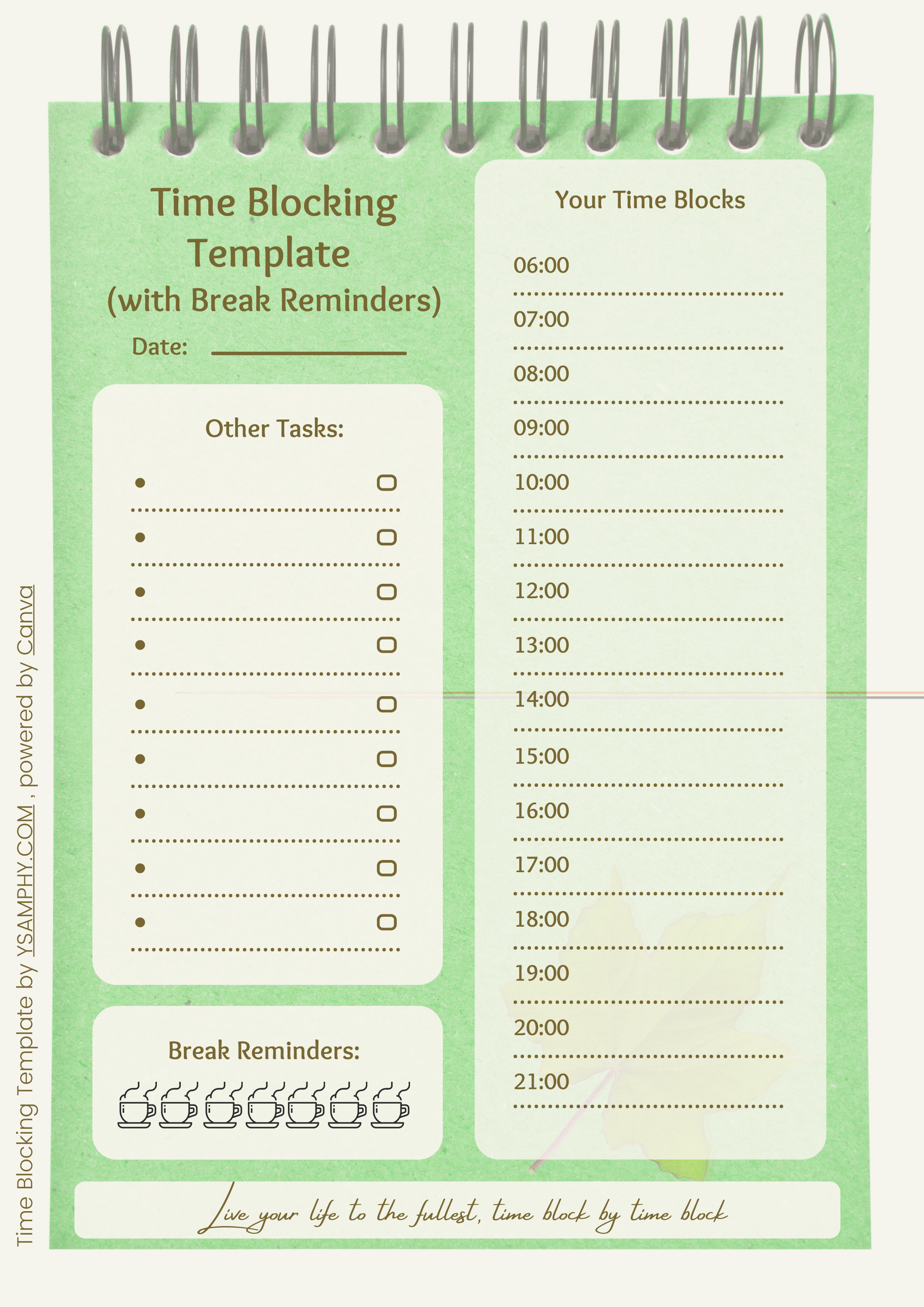 1 Time Blocking Template (with Break Reminders)
