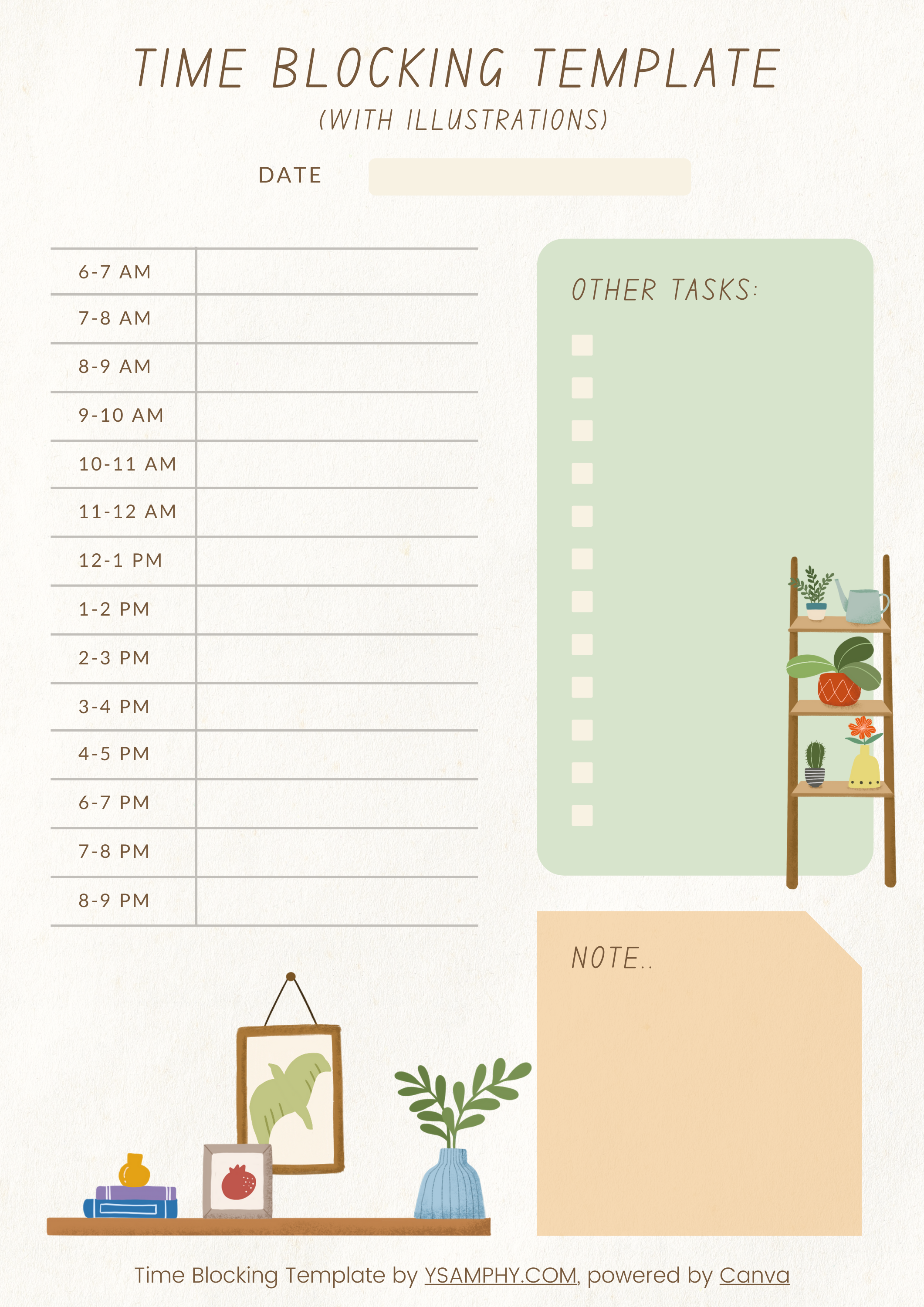 2 Time blocking template with illustrations