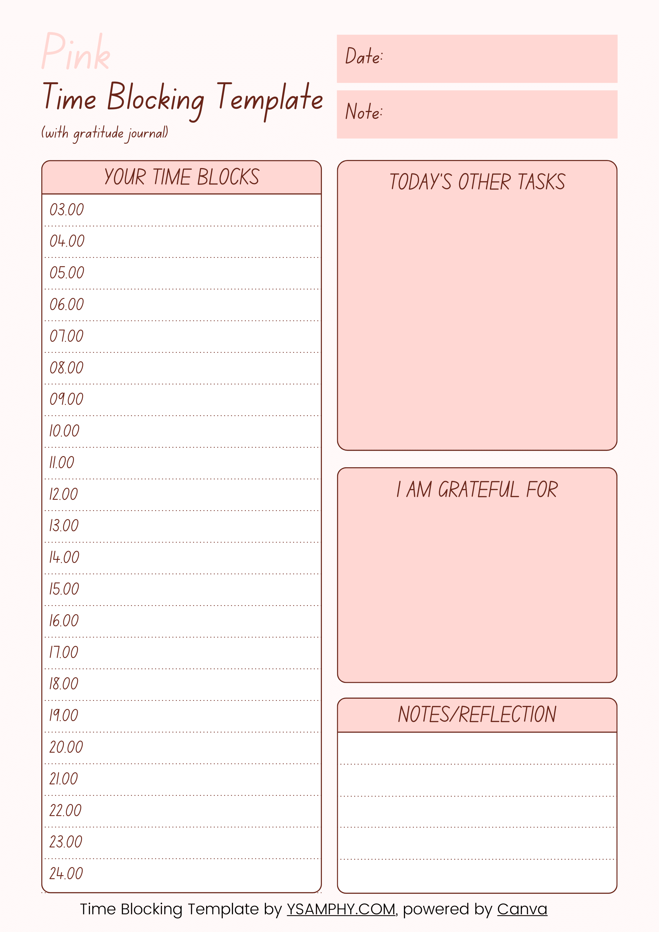 Printable Time Blocking Template